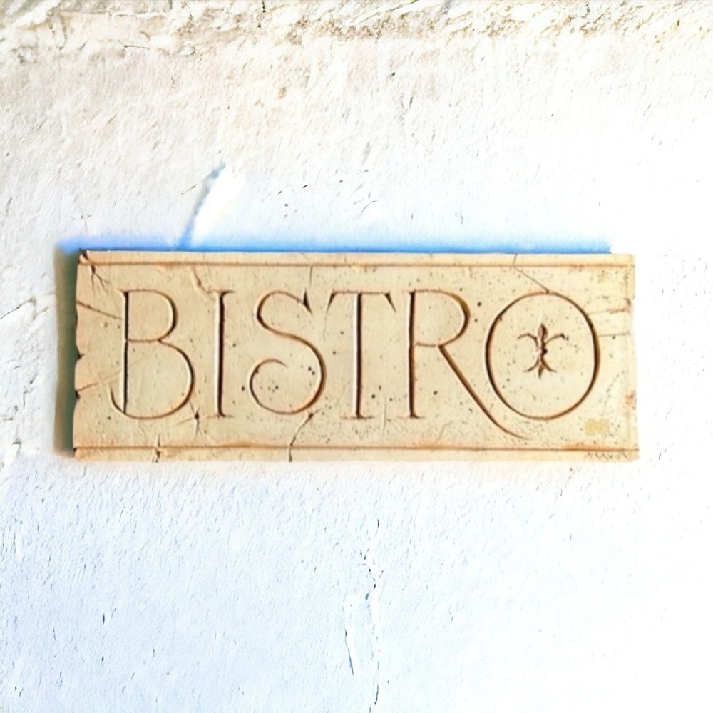 BISTRO Sign Made of Distressed Look Resin 13 x 5